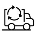 Recycling truck icon, outline style Royalty Free Stock Photo