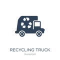 recycling truck icon in trendy design style. recycling truck icon isolated on white background. recycling truck vector icon simple Royalty Free Stock Photo