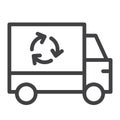 Recycling truck line icon