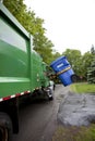 Recycling truck picking up bin - Vertical Royalty Free Stock Photo