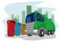 Recycling truck picking up bins Royalty Free Stock Photo