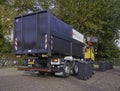 Recycling truck picking up bins Royalty Free Stock Photo