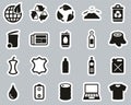 Recycling Or Upcycling Icons Black & White Sticker Set Big