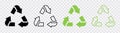 Recycling vector icons. Recycle symbols isolated on transparent background.