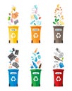 Recycling vector illustration. Labeled isolated waste collection icon set.