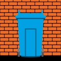 Recycling wheelie bin against the brick wall, vector