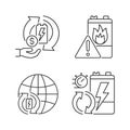 Recycling world industry linear icons set