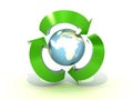 Recycling world on white background. 3D image