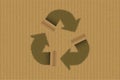 Recyling symbol on teared cardboard. Awareness of World Environment concept. Vector illustration