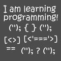 White lettering about learning programming