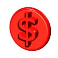 Red 3d dollar button
