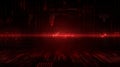 Red abstract binary code elements on a dark screen closeup generative AI