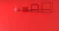 Red Abstract 3d rendering of geometric shapes. Royalty Free Stock Photo