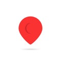 Red abstract geotag or map pin icon