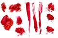 Red abstract hand painted acrylic brush strokes and splatter