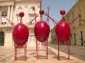 Red Abstract Human Sculpture in Lisbon, Portuga