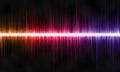 Sound waves of red color on a dark background. Background for radio, club, party. Vibration of light Royalty Free Stock Photo