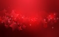 Red abstract stars shape bokeh background. Merry Christmas and Happy New Year banner
