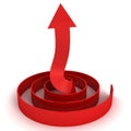 Red abstract success arrow pointing up in spiral