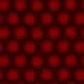 Red symmetric flowers seamless pattern on dark red background