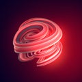 Red twisted shape. Computer generated abstract geometric 3D render illustration Royalty Free Stock Photo