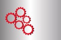 Red abstract vector cogs, gears isolated