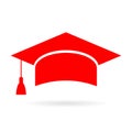 Red academic graduate cap icon Royalty Free Stock Photo