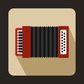 Red accordion icon, flat style Royalty Free Stock Photo