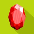 Red adamant icon, flat style.