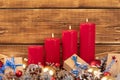 Red advent candles for christmas Royalty Free Stock Photo