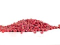 Red adzuki beans, also called azuki, aduki or Red Mung Bean. Dried small beans of Vigna angularis. Isolated macro food photo close