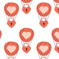 red aero baloon with lock - heart love pattern Royalty Free Stock Photo