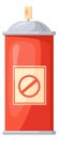 Red aerosol bottle. Metal spray cartoon container