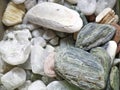 Red Agate, transparent quartz and serpentinite in green. Natural treasure.