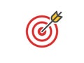 Red aim icon. Target and arrow concept. Perfect hit composition. Cross aim sign. Success logo. Absolute winner. Vector Royalty Free Stock Photo