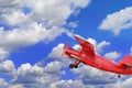 Red airplane biplane with piston engine Royalty Free Stock Photo