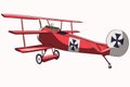 Red airplane with black crosses on a white background. Royalty Free Stock Photo