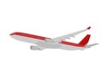 Red airplane cartoon mode in flight Royalty Free Stock Photo