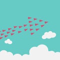 red airplane flying high.Vision for Growth and New idea, change, trend, courage, creative solution, innovation an