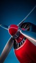 Red airplane propeller rotating under the night sky Royalty Free Stock Photo