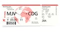 Red airplane ticket. Boarding pass ticket template Royalty Free Stock Photo