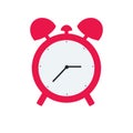 Red alarm clock flat icon design, wake up clock in cartoon style vector illustration Royalty Free Stock Photo