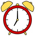 Red alarm clock icon. Cartoon. Royalty Free Stock Photo