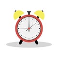 Red alarm clock icon. Flat Illustration. The silhouette of the clock. Royalty Free Stock Photo