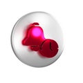 Red Alarm clock icon isolated on transparent background. Wake up, get up concept. Time sign. Silver circle button.