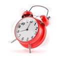 Red alarm clock ringing isolated on white. 3d rendering Royalty Free Stock Photo