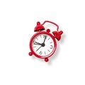 Red alarm clock, ringing, white background Royalty Free Stock Photo