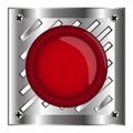 Red alarm shiny button with metal elements, background,stock Royalty Free Stock Photo