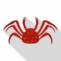 Red Alaska crab icon, flat style