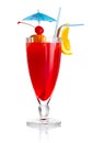 Red alcohol cocktail with orange slice isolated Royalty Free Stock Photo